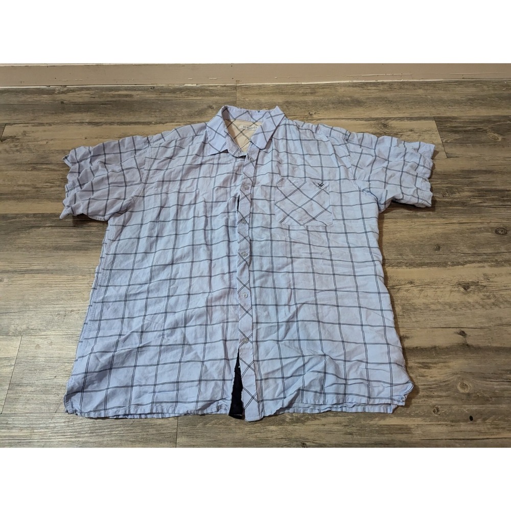 Steve Harvey Shirt Mens 3XL Blue Plaid Button Up  Short Sleeve